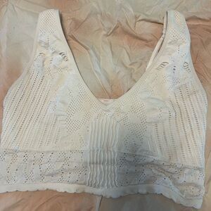 White Lace Knit Crop Top